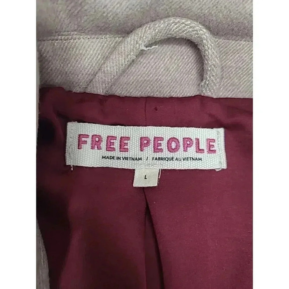 Free People Oversized Jacket Women's Size Large Double Breasted Pea Coat Slouchy - Picture 4 of 8